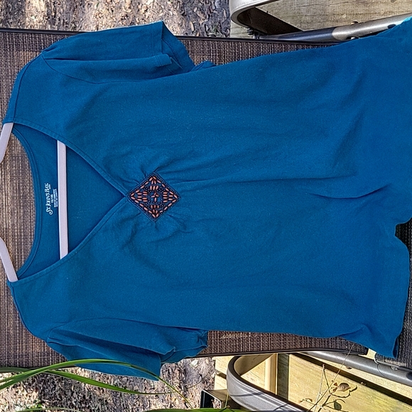 Teal beaded Tee 1X - Picture 2 of 7